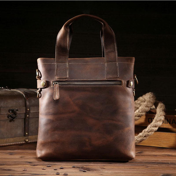 Vintage Leather Mens Handbag Briefcases Shoulder Bag Work Briefcase For Men - iwalletsmen