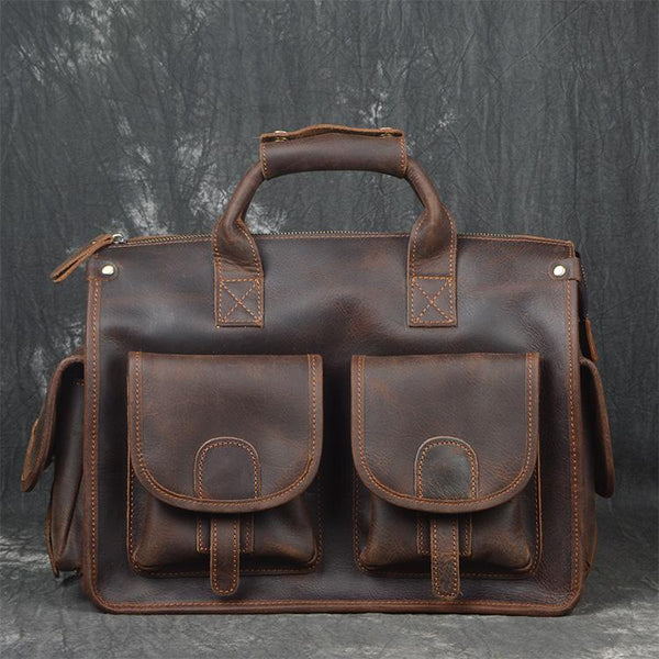 Vintage Leather Mens Large Travel Bag Weekender Cool Business Bag For Men - iwalletsmen