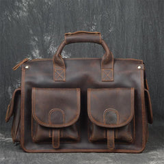 Vintage Leather Mens Large Travel Bag Weekender Cool Business Bag For Men - iwalletsmen