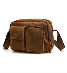Vintage Cool Leather Mens Messenger Bags Shoulder Bag Cool CrossBody Bags For Men - iwalletsmen