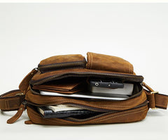 Vintage Cool Leather Mens Messenger Bags Shoulder Bag Cool CrossBody Bags For Men - iwalletsmen