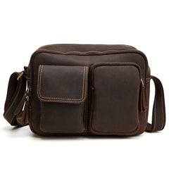 Vintage Cool Leather Mens Messenger Bags Shoulder Bag Cool CrossBody Bags For Men - iwalletsmen