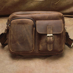 Vintage Leather Mens Cool Messenger Bag Cool Shoulder Bag CrossBody Bags For Men - iwalletsmen