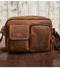 Vintage Cool Leather Mens Messenger Bags Shoulder Bag Cool CrossBody Bags For Men - iwalletsmen