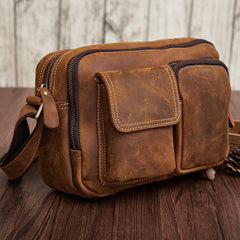 Vintage Cool Leather Mens Messenger Bags Shoulder Bag Cool CrossBody Bags For Men - iwalletsmen