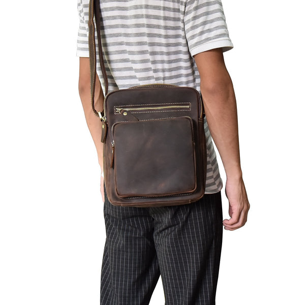 Vintage Leather Mens Cool Messenger Bags Shoulder Bags CrossBody Bags For Men - iwalletsmen