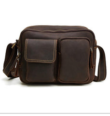 Vintage Cool Leather Mens Messenger Bags Shoulder Bag Cool CrossBody Bags For Men - iwalletsmen