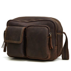 Vintage Cool Leather Mens Messenger Bags Shoulder Bag Cool CrossBody Bags For Men - iwalletsmen