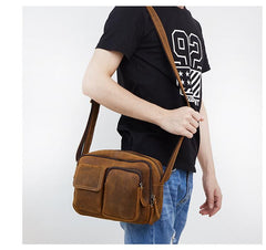 Vintage Cool Leather Mens Messenger Bags Shoulder Bag Cool CrossBody Bags For Men - iwalletsmen