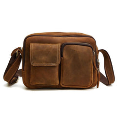 Vintage Cool Leather Mens Messenger Bags Shoulder Bag Cool CrossBody Bags For Men - iwalletsmen