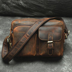 Vintage Leather Mens Cool Messenger Bag Cool Shoulder Bag CrossBody Bags For Men - iwalletsmen