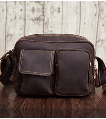 Vintage Cool Leather Mens Messenger Bags Shoulder Bag Cool CrossBody Bags For Men - iwalletsmen