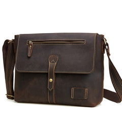 Vintage Leather Mens Cool Messenger Bag Shoulder Bag Cool CrossBody Bag For Men - iwalletsmen