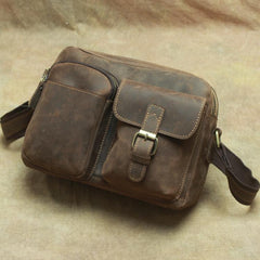 Vintage Leather Mens Cool Messenger Bag Cool Shoulder Bag CrossBody Bags For Men - iwalletsmen