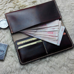 Vintage Leather Mens Bifold Long Wallet Leather Long Wallets for Men - iwalletsmen