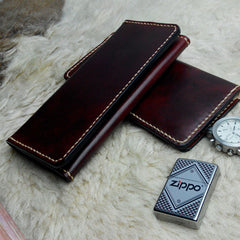 Vintage Leather Mens Bifold Long Wallet Leather Long Wallets for Men - iwalletsmen