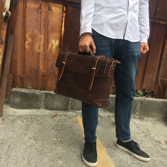 Vintage Leather Mens Briefcase Handbag Messenger Bag for men - iwalletsmen
