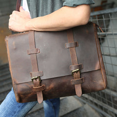 Vintage Leather Mens Briefcase Messenger Bag Handbag Shoulder Bag for men - iwalletsmen