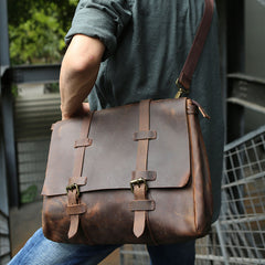 Vintage Leather Mens Briefcase Messenger Bag Handbag Shoulder Bag for men - iwalletsmen