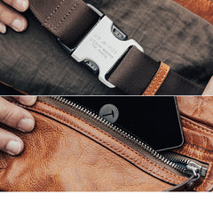 Vintage Leather Mens Fanny Pack Waist Bag Hip Pack Belt Bag Bumbag for Men