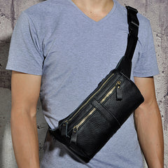 Vintage Leather Mens Fanny Pack Waist Bag Hip Pack Belt Bag Bumbag for Men