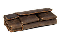 Vintage Leather Mens Fanny Pack Waist Bag Hip Pack Belt Bag Bumbag for Men