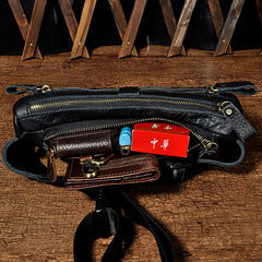 Vintage Leather Mens Fanny Pack Waist Bag Hip Pack Belt Bag Bumbag for Men