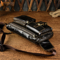 Vintage Leather Mens Fanny Pack Waist Bag Hip Pack Belt Bag Bumbag for Men