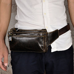 Vintage Leather Mens Fanny Pack Waist Bag Hip Pack Belt Bag Bumbag for Men