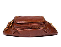 Vintage Black Leather Mens Fanny Pack Waist Bags Coffee Hip Pack Belt Bag Brown Bumbag for Men - iwalletsmen