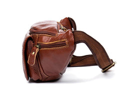 Vintage Black Leather Mens Fanny Pack Waist Bags Coffee Hip Pack Belt Bag Brown Bumbag for Men - iwalletsmen
