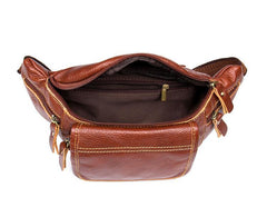 Vintage Black Leather Mens Fanny Pack Waist Bags Coffee Hip Pack Belt Bag Brown Bumbag for Men - iwalletsmen