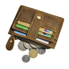 Vintage Leather Mens Front Pocket Wallet Slim Wallet for Men - iwalletsmen