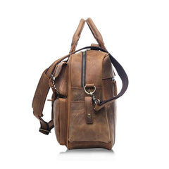 Vintage Leather Mens Large Handbag Weekender Bag Travel Bag - iwalletsmen