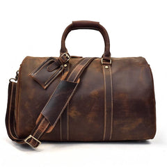 Vintage Leather Mens Large Weekender Bag Travel Bag Duffle Bag - iwalletsmen