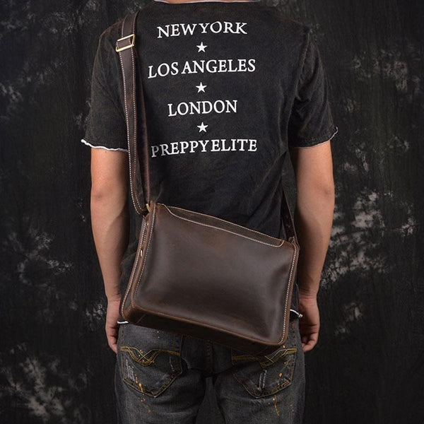 Vintage Leather Mens Messenger Bag Shoulder Bag For Men - iwalletsmen