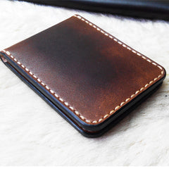 Vintage Leather Mens Slim Coffee Small Wallet Leather Bifold Wallets for Men - iwalletsmen