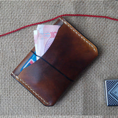 Vintage Leather Mens Slim Front Pocket Bifold Small Wallets Card Wallet for Men - iwalletsmen