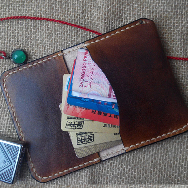 Vintage Leather Mens Slim Front Pocket Bifold Small Wallets Card Wallet for Men - iwalletsmen