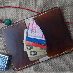 Vintage Leather Mens Slim Front Pocket Bifold Small Wallets Card Wallet for Men - iwalletsmen
