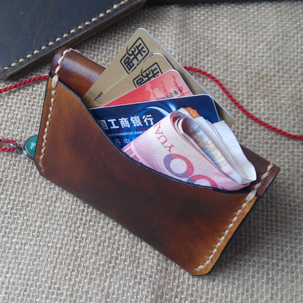 Vintage Leather Mens Slim Front Pocket Bifold Small Wallets Card Wallet for Men - iwalletsmen