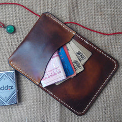 Vintage Leather Mens Slim Front Pocket Bifold Small Wallets Card Wallet for Men - iwalletsmen