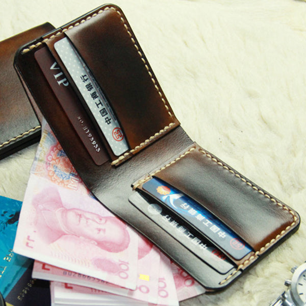 Vintage Leather Mens Slim Small Wallet Leather Small Wallets for Men - iwalletsmen