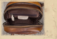 Vintage Leather Mens Sling Bag Crossbody Bag Chest Bag for men