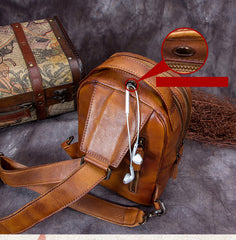 Vintage Leather Mens Sling Bag Crossbody Bag Chest Bag for men