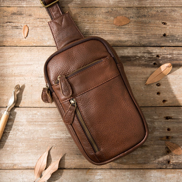 Vintage Leather Mens Sling Bag Sling Shoulder Bag Sling Backpack for men - iwalletsmen