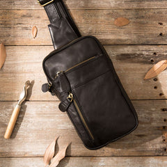 Vintage Leather Mens Sling Bag Sling Shoulder Bag Sling Backpack for men - iwalletsmen
