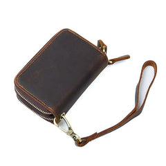 Vintage Leather Mens Small Cool Key Wallet Zipper Card Wallet for Men - iwalletsmen