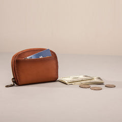Vintage Leather Mens Small Wallet Zipper Card Coin Wallet for Men - iwalletsmen