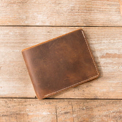 Vintage Leather Mens Small Wallets Bifold Slim Front Pocket Wallet for Men - iwalletsmen